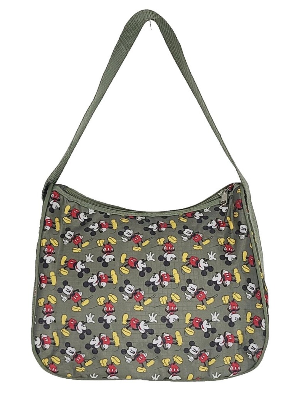 Disney Mickey Mouse Shoulder Bag Olive Green Nylon Ripstop Zip Purse